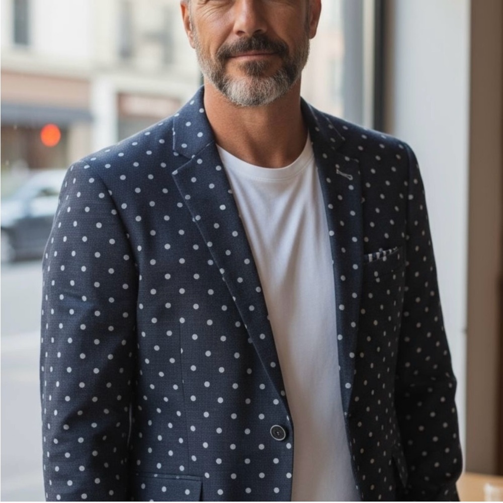 Paisley & Gray Men's Navy Polka Dot Blazer